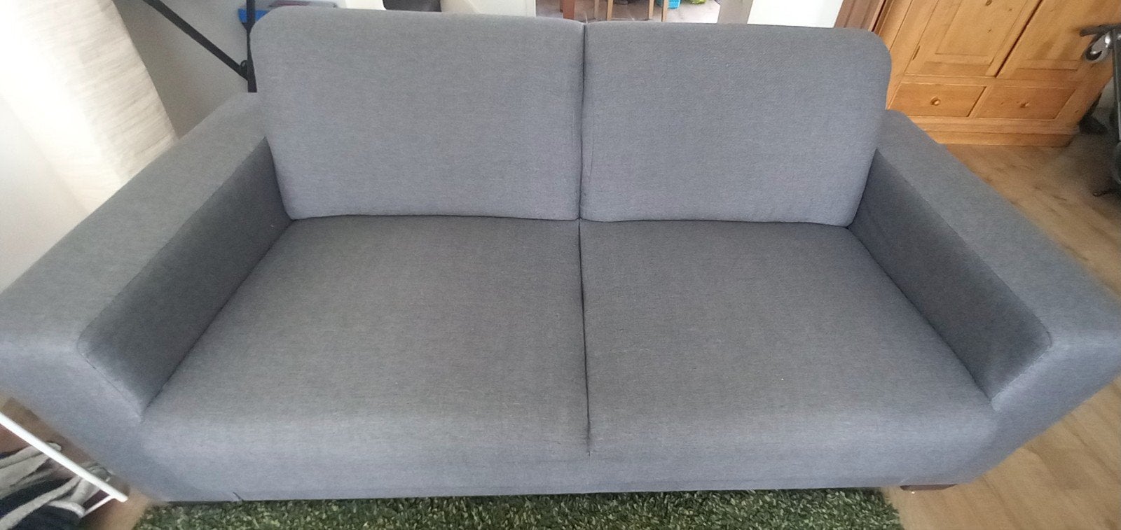 Grijze bank: zitvlak 60cm  breedte 180cm, Tuin en Terras, Tuinsets en Loungesets, Kunststof, Zo goed als nieuw, Loungeset, Bank