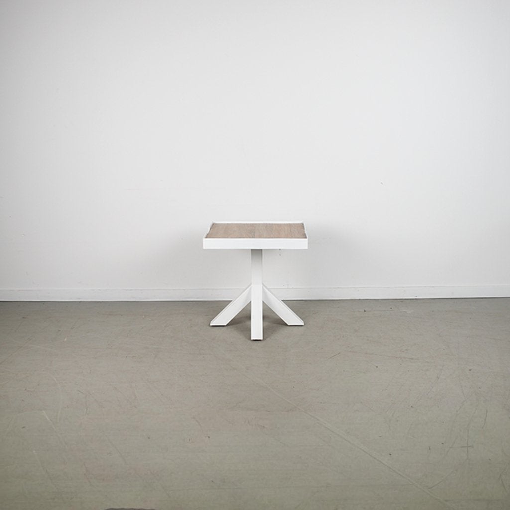 1x Gispen Dukdalf Tafel – Vierkant Wit met Hout inleg 50 cm, Huis en Inrichting, Minder dan 55 cm, Ophalen of Verzenden, Zo goed als nieuw