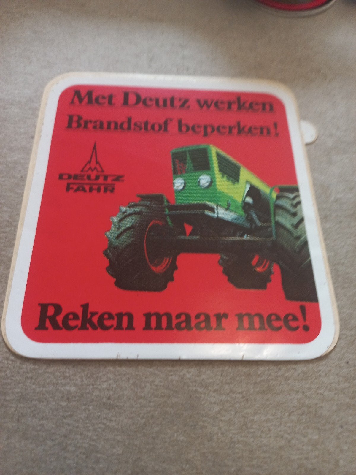 Vintage Deutz Fahr reclamebord - Met Deutz werken, Ophalen of Verzenden, Gebruikt