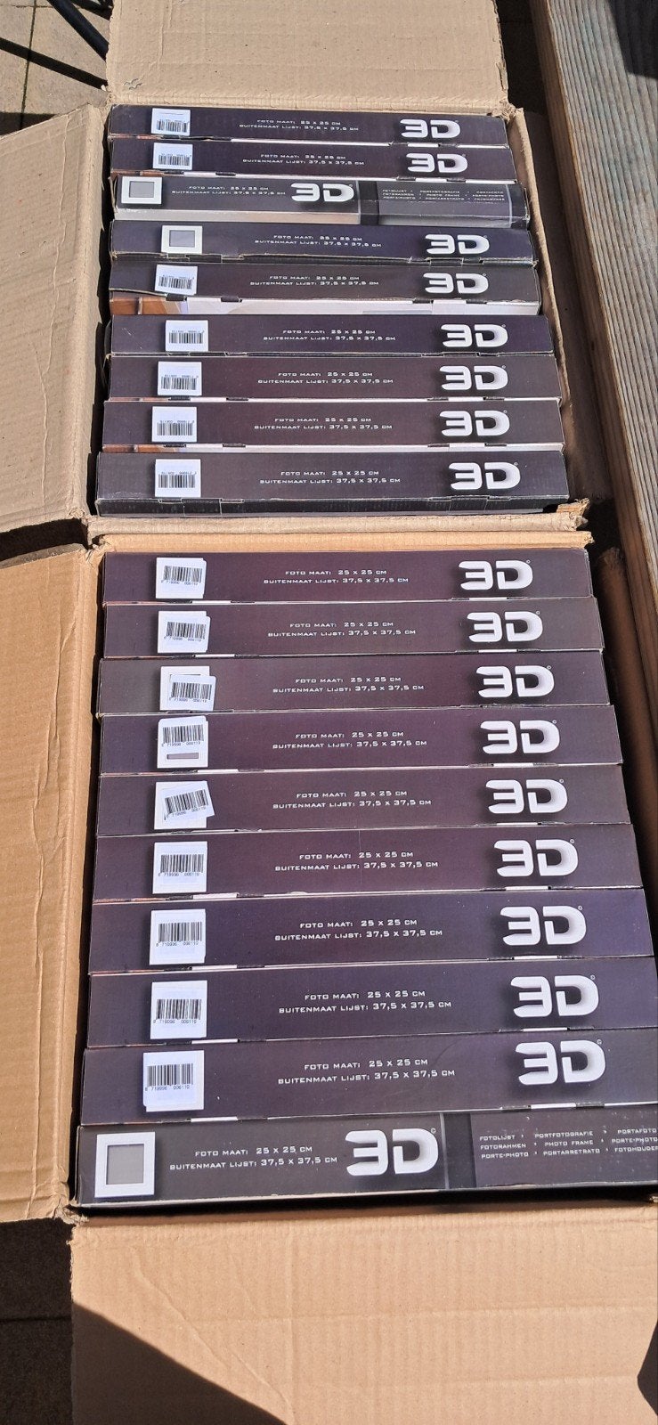 Nieuwe 3D fotolijsten 25x25 cm, partij 2 bozen, Audio, Tv en Foto, Fotografie | Fotolijsten, Wit, Nieuw, Standaard fotolijst, Ophalen of Verzenden