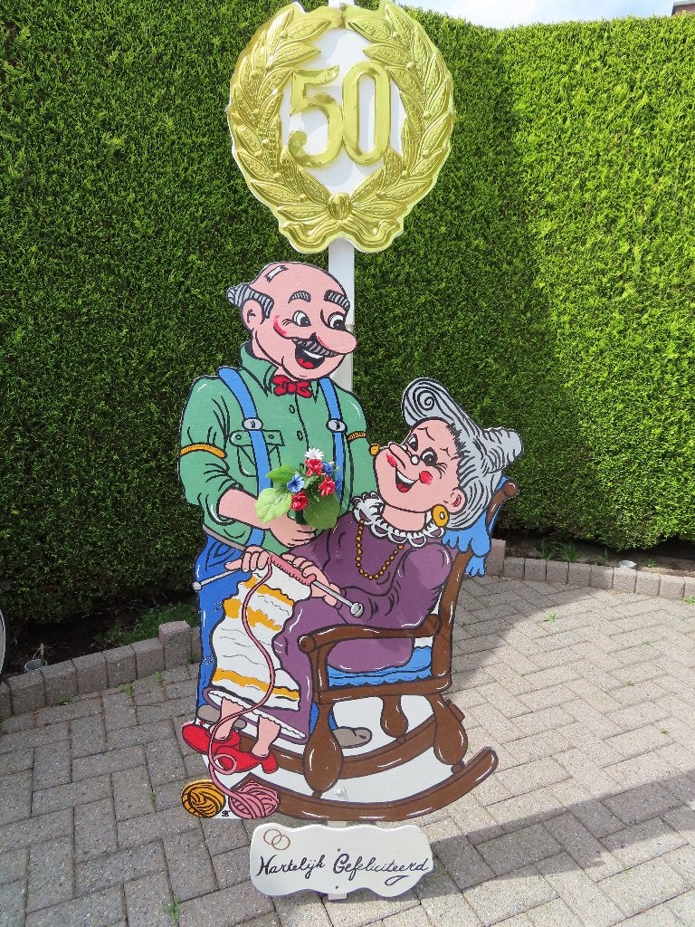 50 jaar getrouwd Huwelijkspaar feestbord Feestversieringen., Ophalen, Zo goed als nieuw, Versiering, Overige