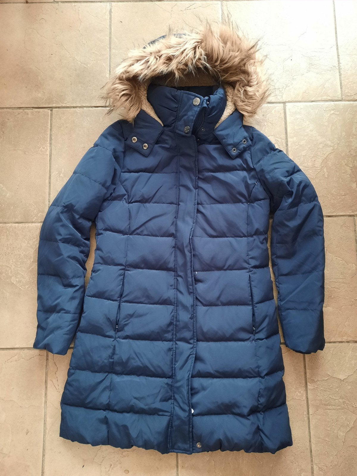 C&A: nette winter jas donkerblauw bont maat 158 z.g.a.n., Ophalen, C&A, Meisje, Zo goed als nieuw