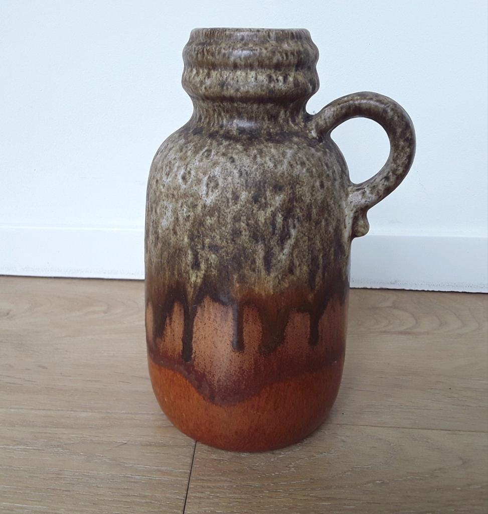 West Germany vaas, cognac bruin, model 413-20, Ophalen of Verzenden, Zo goed als nieuw, Overige kleuren