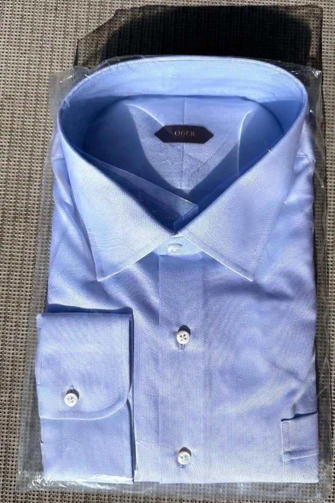 Nieuw OGER Lichtblauw Designoverhemd, Maat 5XL, Lange Mouwen, Blauw, Nieuw, Ophalen of Verzenden, Overige halswijdtes