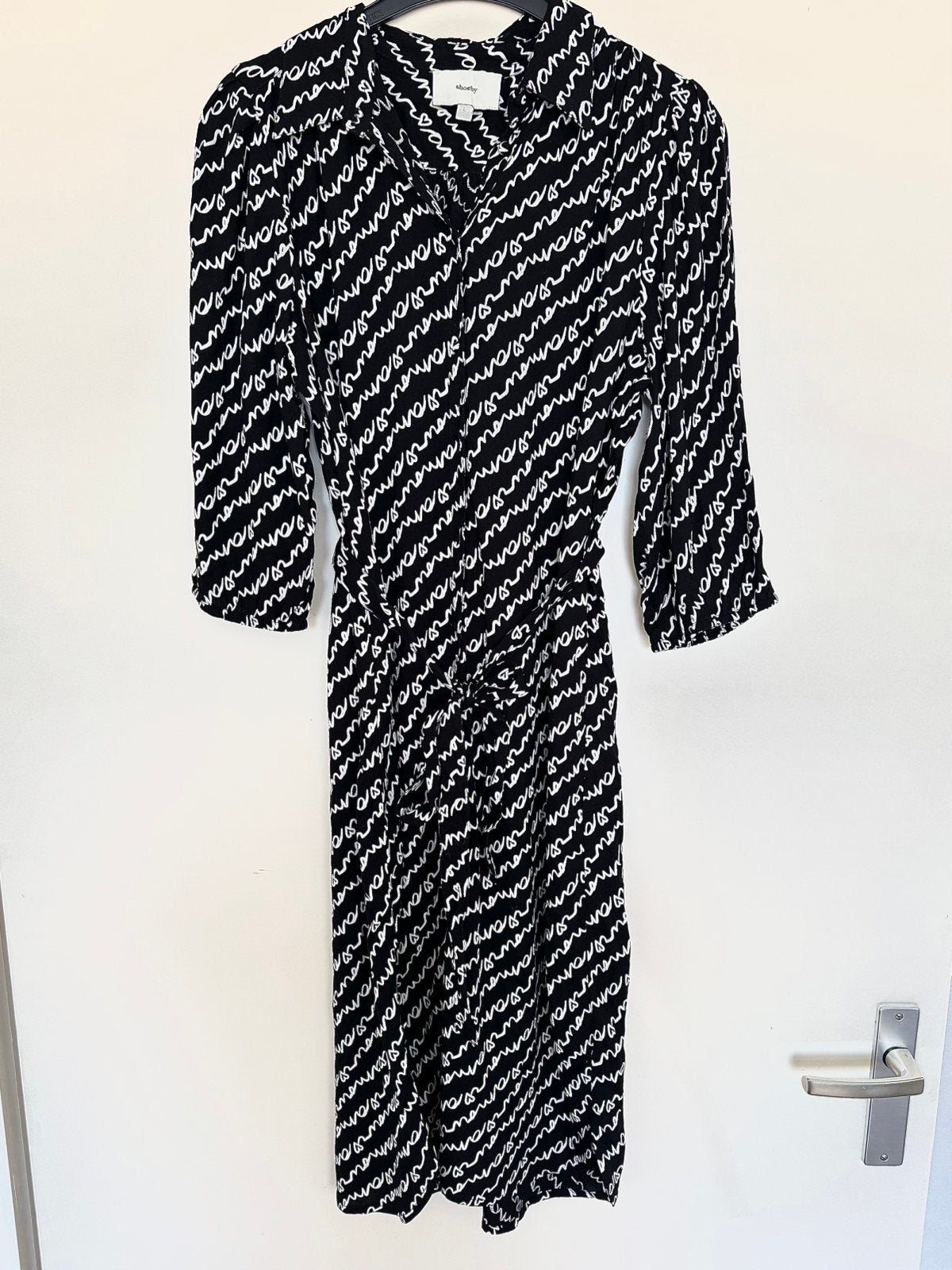 Shoeby print midi jurk maat L, Zwart, Maat 42/44 (L), Ophalen of Verzenden, Zo goed als nieuw