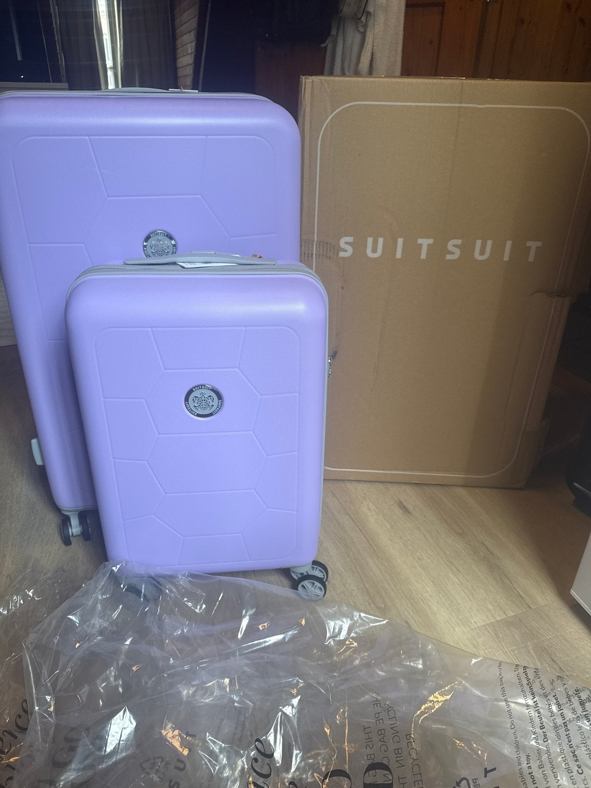 Suitsuit koffer en handbagage set - Lavendel, 60 tot 70 cm, Hard kunststof, Nieuw, Ophalen of Verzenden