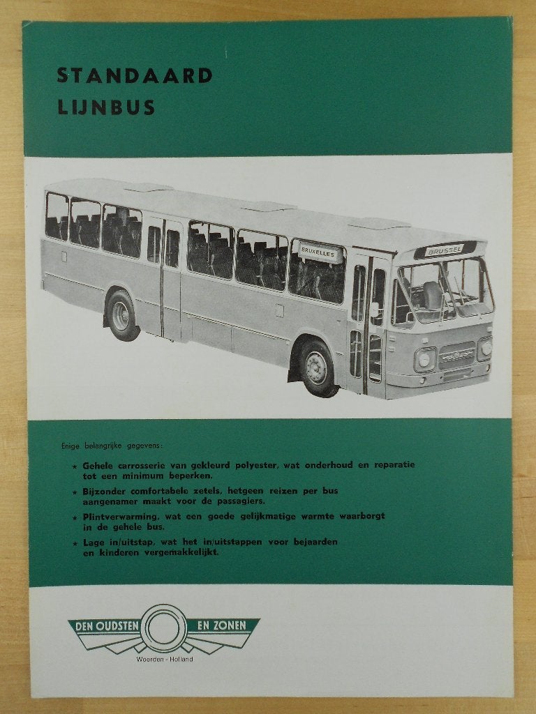 Den Oudsten Standaard Lijnbus Brochure 1972 Bus, Ophalen of Verzenden, Overige merken, Den Oudsten, Gelezen