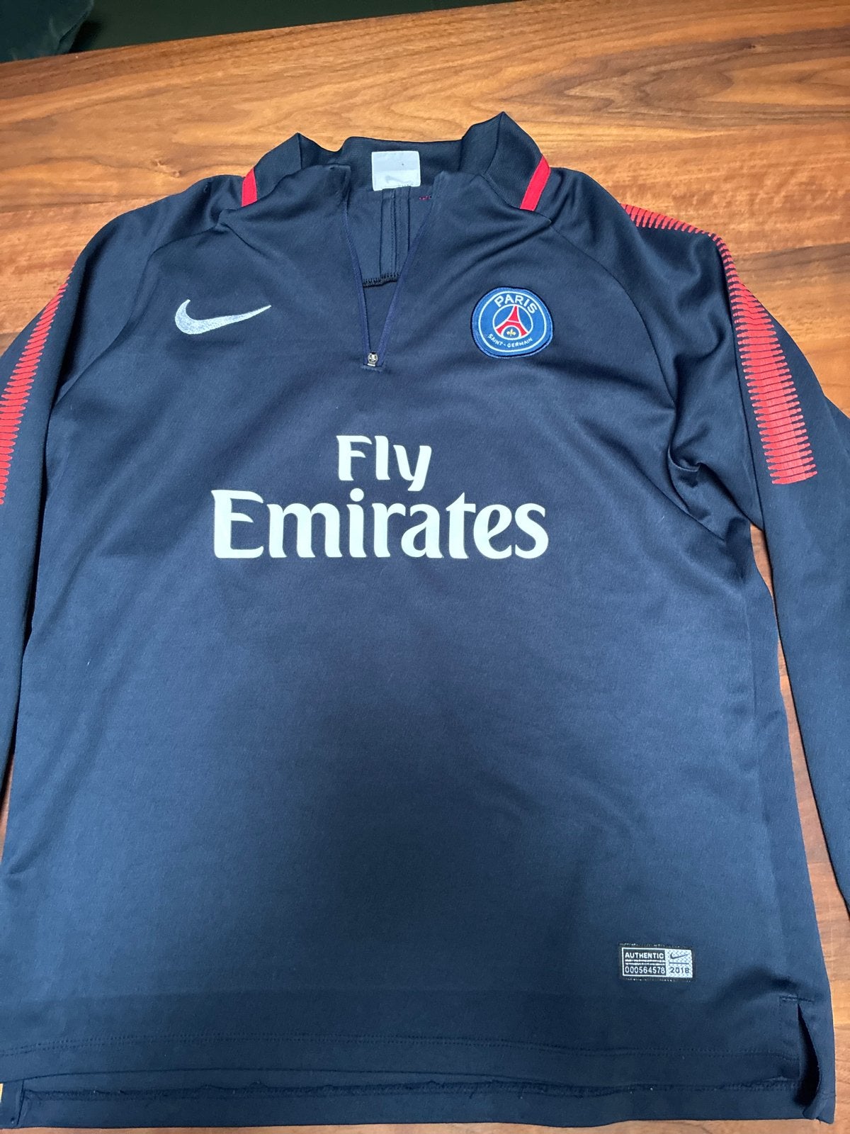 PSG Nike Fly Emirates Trainingstrui Maat 158, Ophalen of Verzenden, Gebruikt, Jongen of Meisje, Shirt of Longsleeve