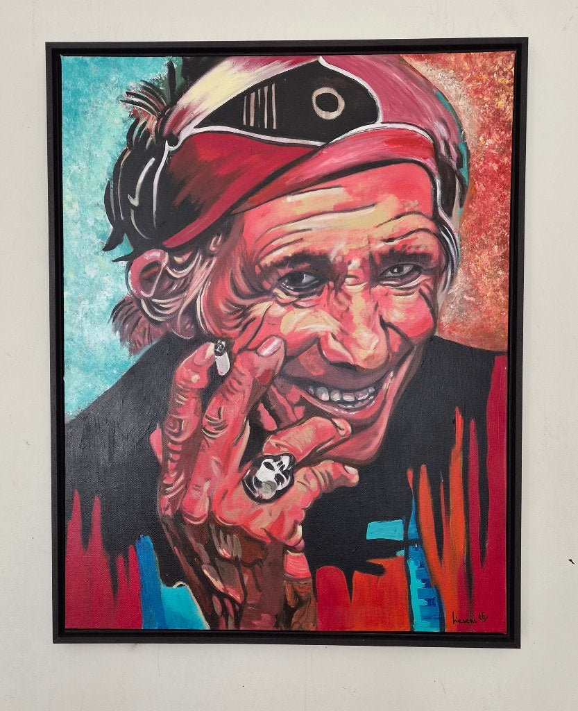 Pop Art Schilderij Keith Richards - Antoine Liesens, Acrylverf, Ophalen of Verzenden, Gesigneerd, Overige materialen