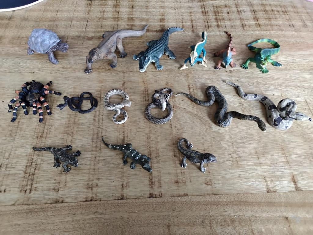 Schleich reptielen, slang, hagedis, varaan, spin, schildpad, Ophalen of Verzenden, Zo goed als nieuw, Paard, Beeldje of Figuurtje