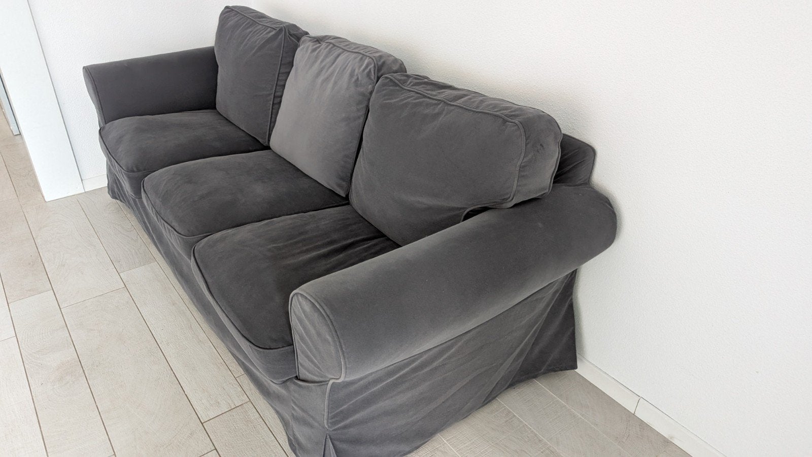 IKEA EKTORP 3-zitsbank - Hakebo donkergrijs, Ophalen, Gebruikt, Driepersoons, 75 tot 100 cm