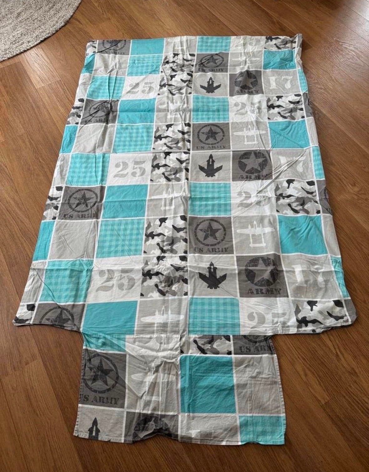 Eenpersoons dekbedovertrek met stoere legerprint, Eenpersoons, Blauw, Dekbedovertrek, Katoen
