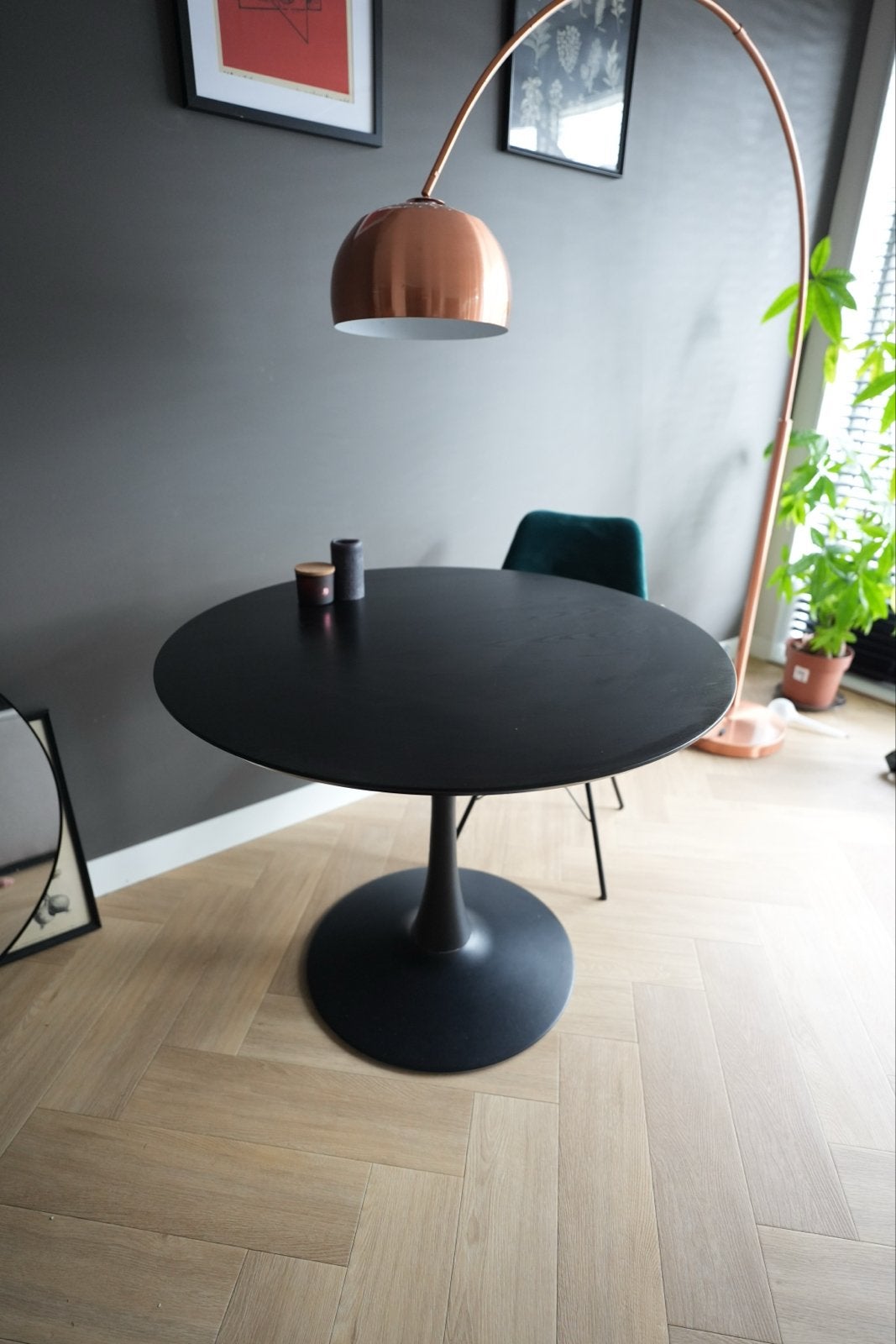 JYSK RINGSTED ronde eettafel Ø100 cm – zwart, Huis en Inrichting, Tafels | Eettafels, Ophalen, Rond, Tot twee personen, 50 tot 100 cm