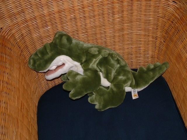 BAUER KROKODIL HANDPOP PLUCHE GROEN MET WITTE, Ophalen of Verzenden, Nieuw, Overige typen