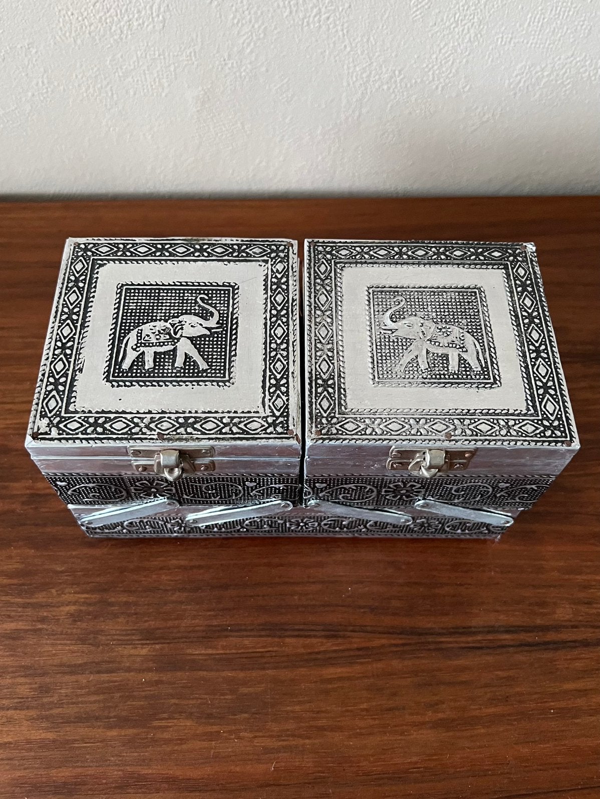 Sieradendoos beautycase vintage olifanten spiegeltjes retro, Ophalen of Verzenden, Zo goed als nieuw