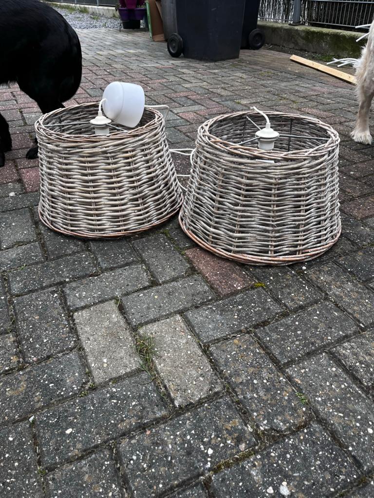 Rietenlampen kappen hanglamp 4 stuks, Ophalen of Verzenden, Zo goed als nieuw, Rond