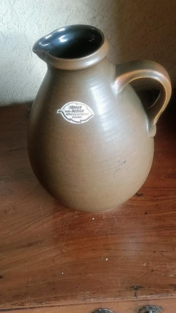 Zeer fraaie West Germany vaas met sticker, Töpfer design, Ophalen of Verzenden