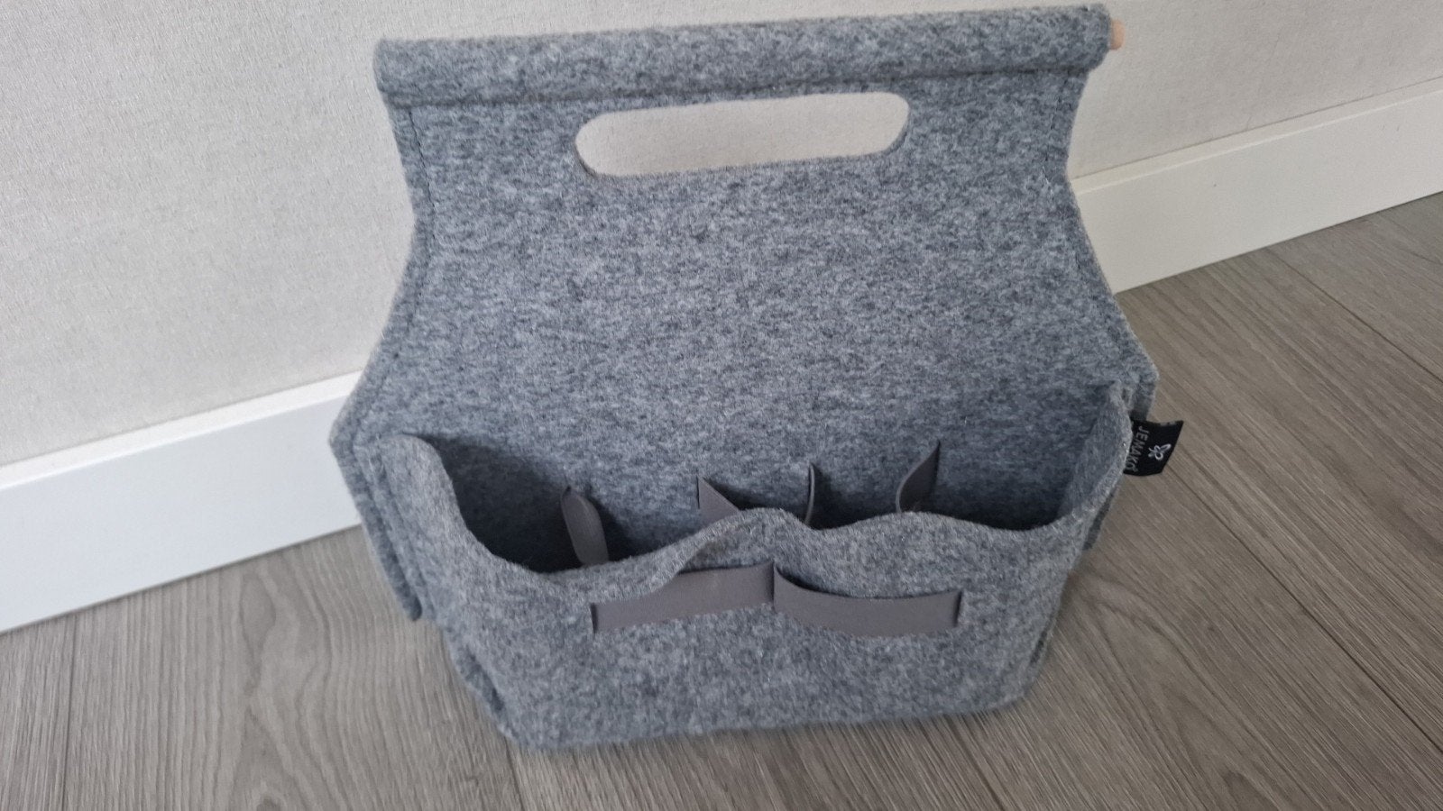 Grijze vilten opbergmand met handvatten, Ophalen of Verzenden, Zo goed als nieuw, Modern, Grijs