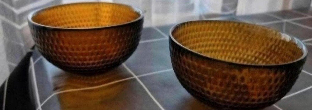 Set van 2 amberkleurige schaaltjes, Ophalen of Verzenden, Overige stijlen, Schaal of Schalen