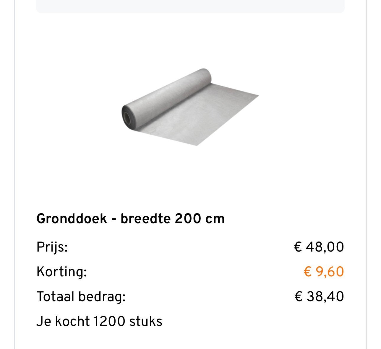 Gronddoek breedte 200 cm nieuw in verpakking, Ophalen, Nieuw, 10 tot 20 m²