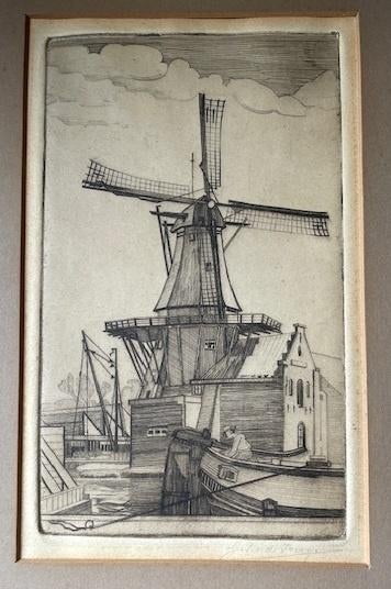 Prent molen Adriaan Haarlem, Antiek en Kunst, Ophalen of Verzenden