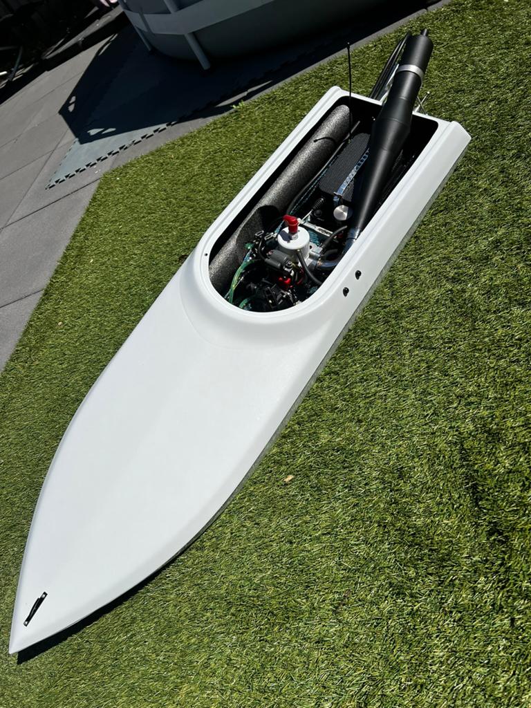 Carbon Razor RC powerboat (Zenoah 29cc) incl Hoes.., Hobby en Vrije tijd, Ophalen, Gebruikt
