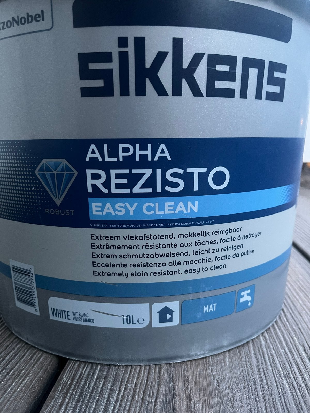 2x 10L Sikkens Alpha Rezisto Easy Clean Muurverf Wit, Doe-het-zelf en Verbouw, Verf, Beits en Lak, Nieuw, Verf, 10 tot 15 liter