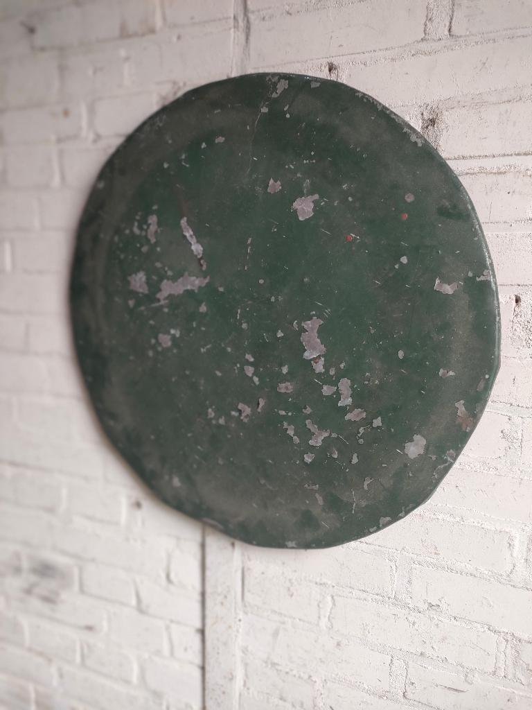 Grote groene zinken schild tafelblad bord, Antiek en Kunst, Curiosa en Brocante, Ophalen of Verzenden