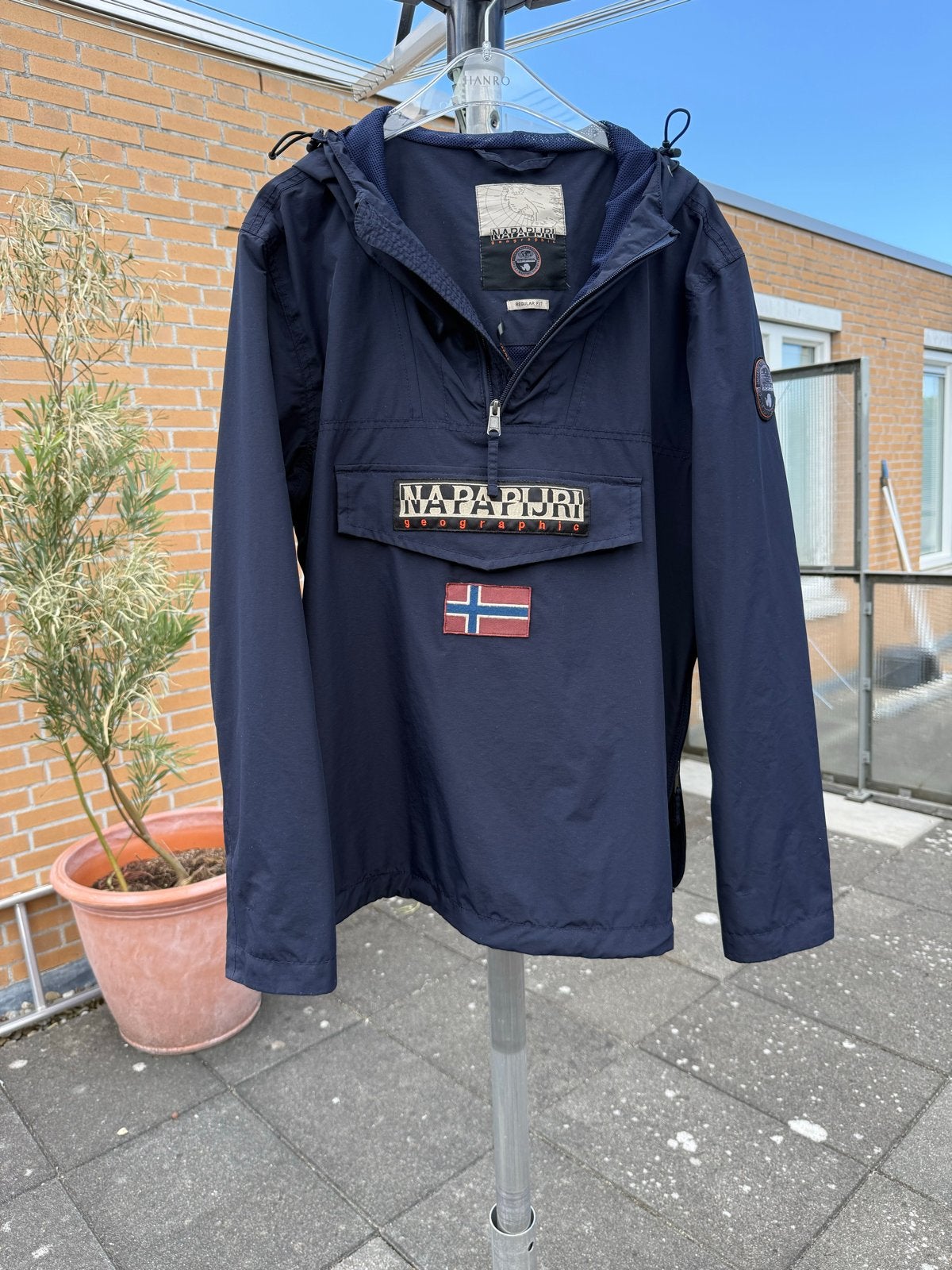 Napapijri donkerblauwe jas - Maat L, Kleding | Heren, Ophalen of Verzenden, Gedragen, Maat 52/54 (L), Blauw