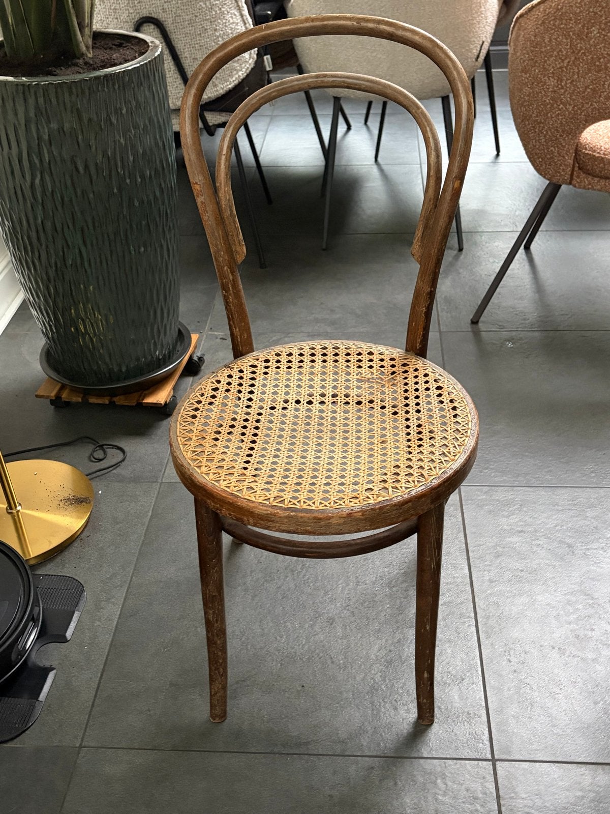 Vintage Thonet stoel met webbing zitting - ZPM Radomsko, Ophalen