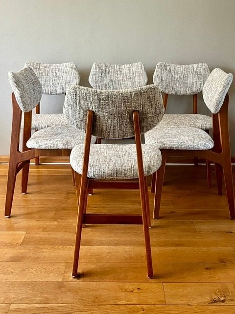 vintage teak houten stoelen, Hout, Gebruikt, Bruin, Ophalen of Verzenden