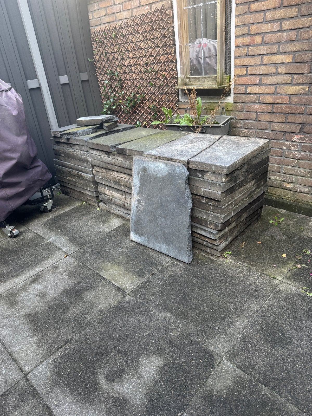 Gebruikte terrastegels van beton 60x60cm, Ophalen, Gebruikt, 10 m² of meer, Beton