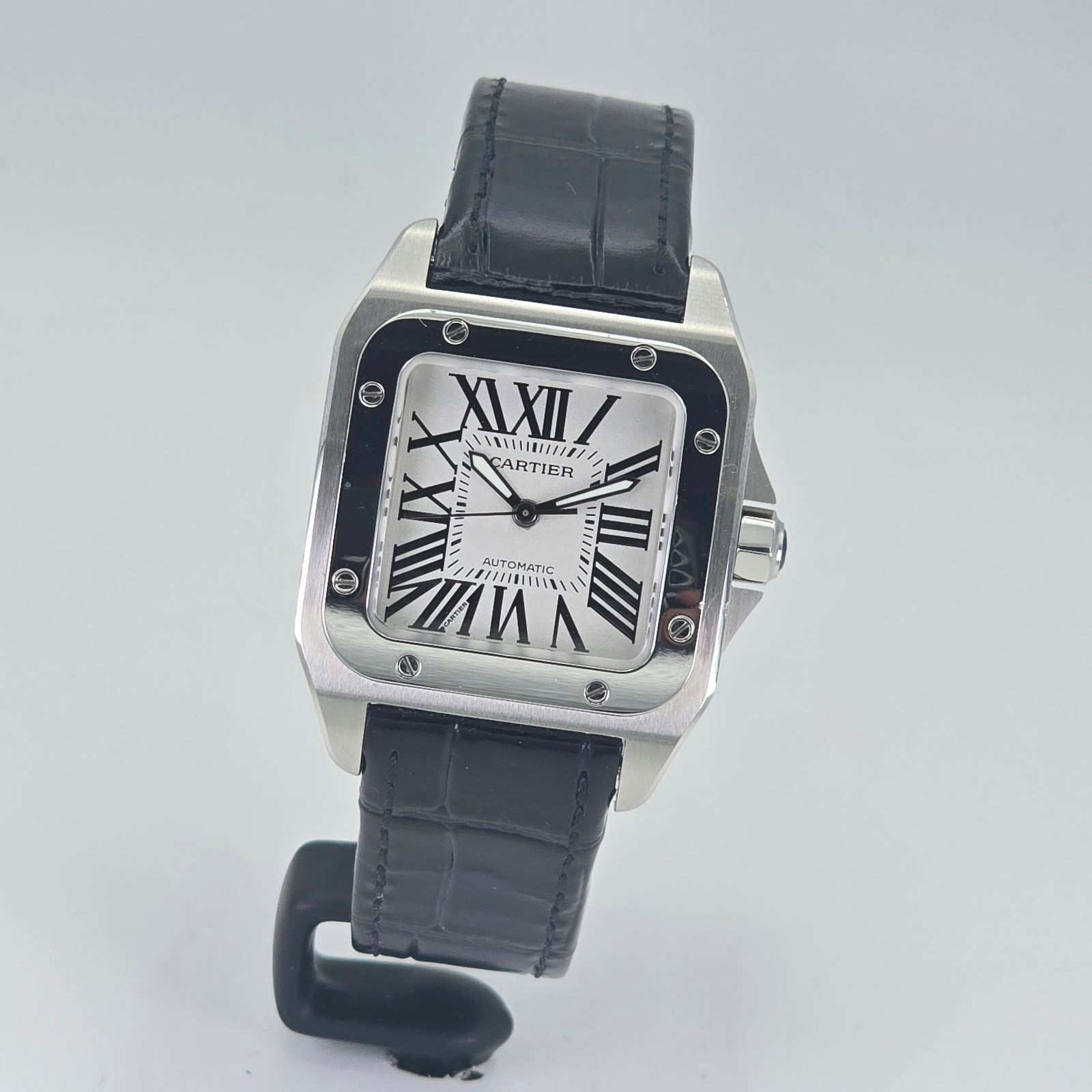 Cartier santos 100 2878 nieuwstaat, Ophalen, Zo goed als nieuw, Staal, Overige merken