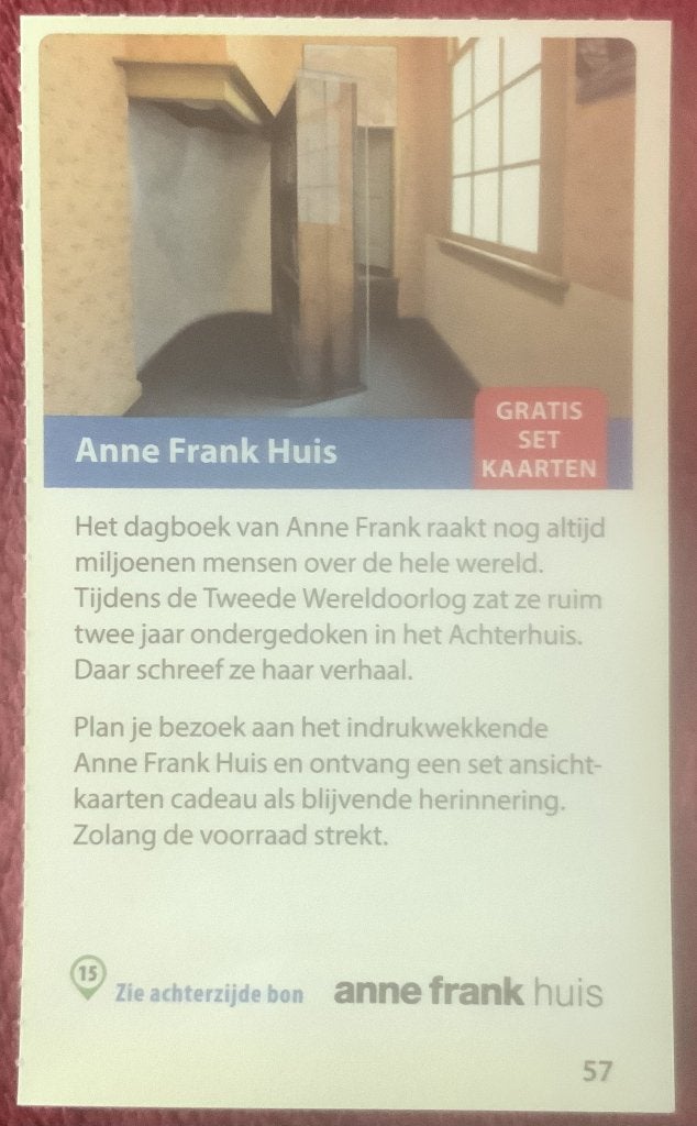 Anne Frank Huis Museum in Amsterdam Voordeelbon, Drie personen of meer, Museumbon