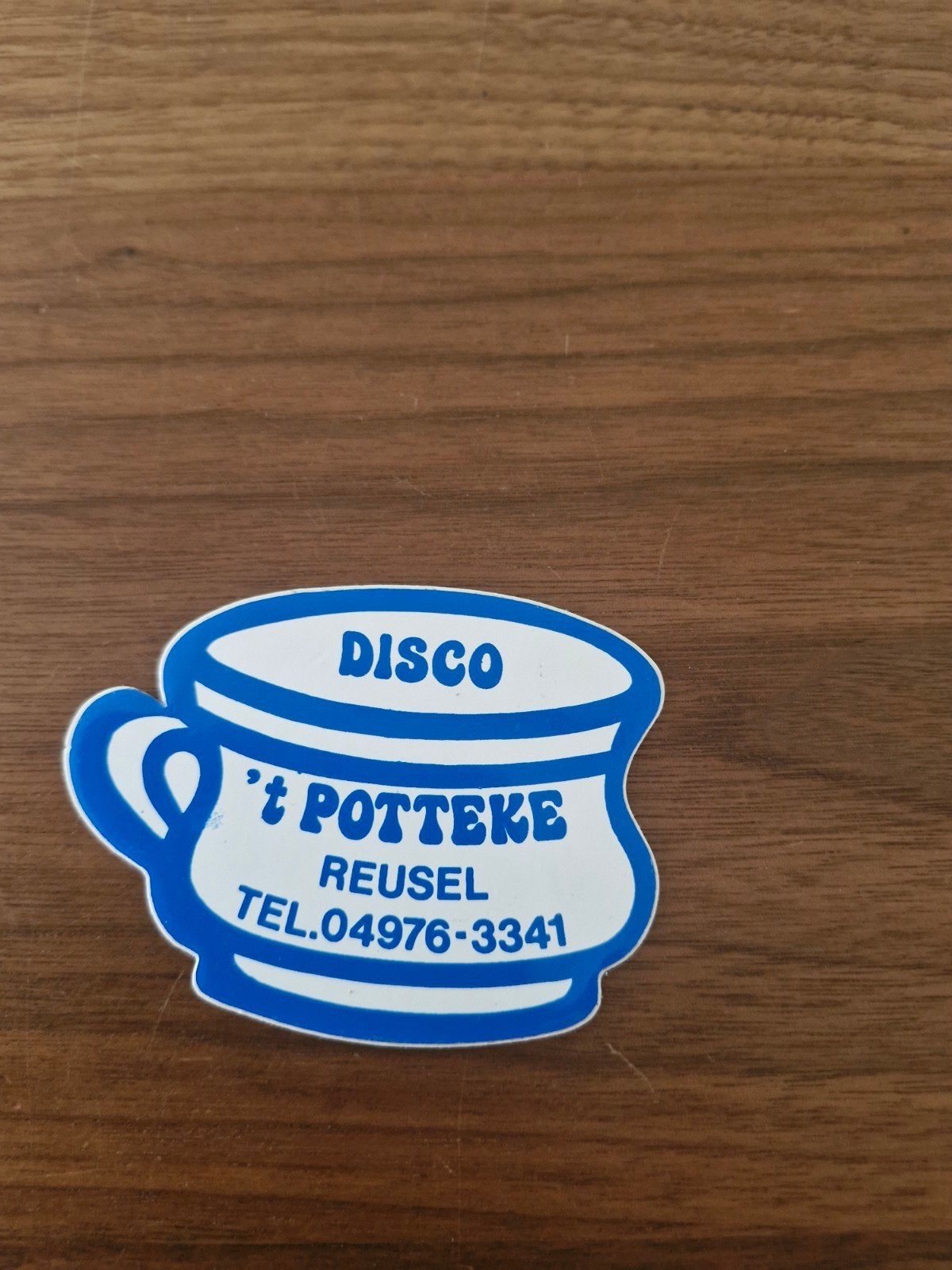 945 Vintage sticker 't Potteke Reusel Disco 9 x 6,5 cm, Ophalen of Verzenden, Nieuw