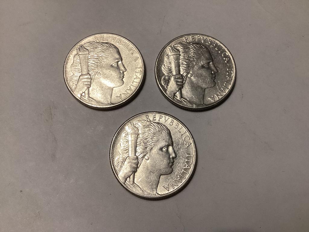 Italie 5 lire 1948,49,50. (3x), Ophalen of Verzenden, Italië
