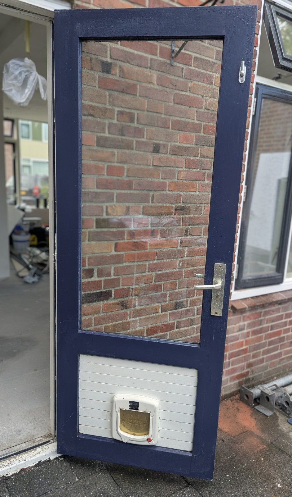 Houten achterdeur, Ophalen, Gebruikt, Buitendeur, 200 tot 215 cm