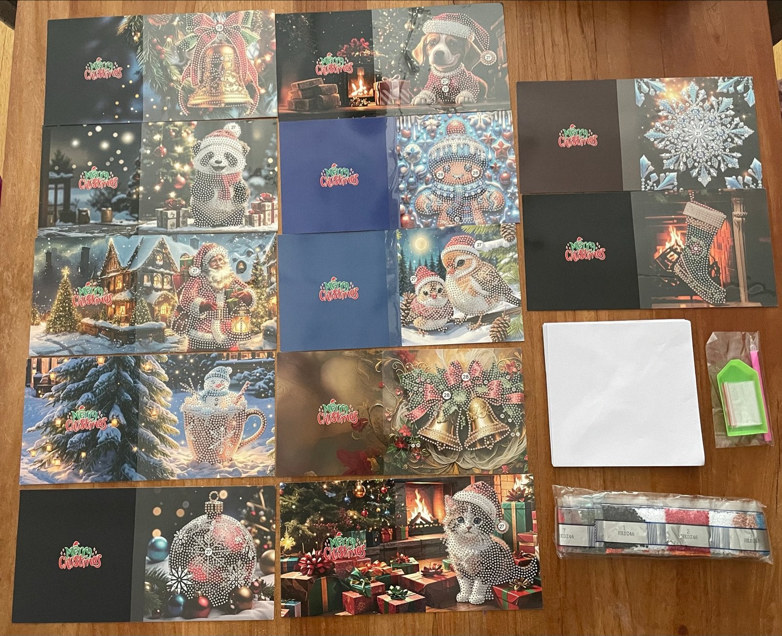 Diamond Painting Kerstkaarten Set vol rond nieuw, Handgemaakt, Diamond painting, Nieuw, Meerkleurig