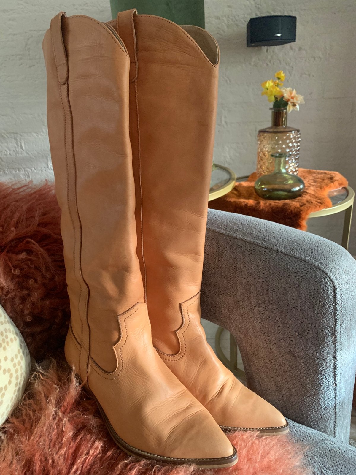 Cowboylaarzen maat 40 Merk OU. Nieuwstaat, Hoge laarzen, Beige, Ophalen of Verzenden, Zo goed als nieuw