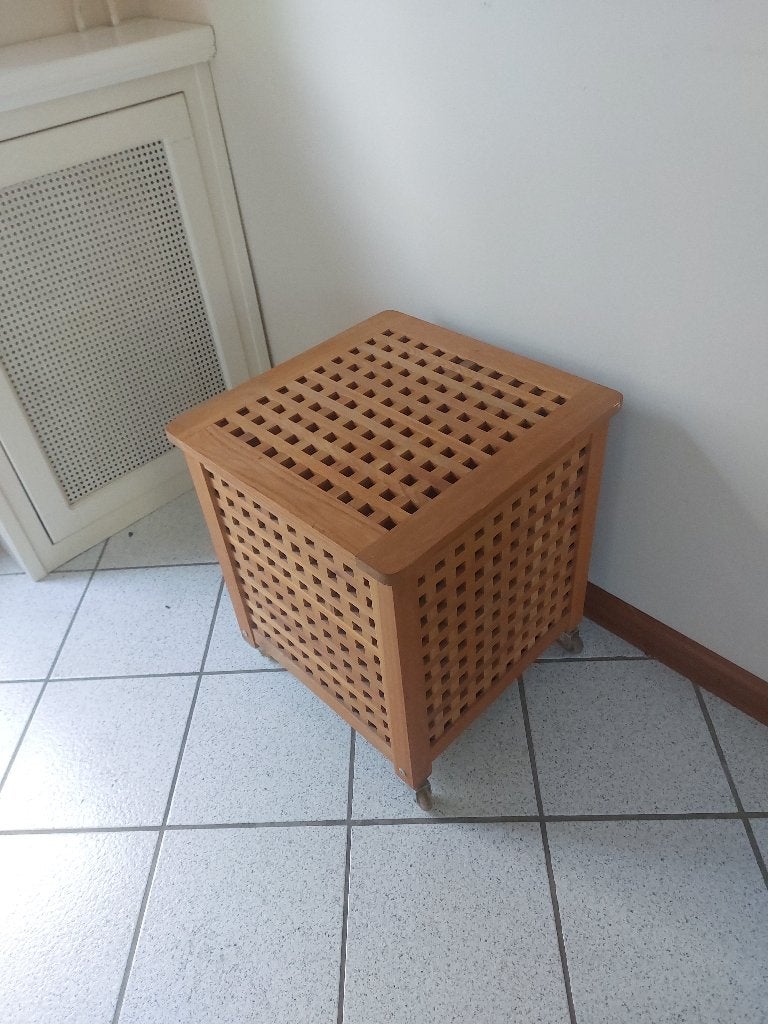 opberkist, Huis en Inrichting, Woonaccessoires | Kisten, Ophalen, 50 tot 100 cm, Teakhout, Zo goed als nieuw