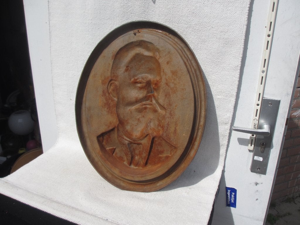 GROTE gietijzer wandplaquette / gedenkplaat, Ophalen of Verzenden