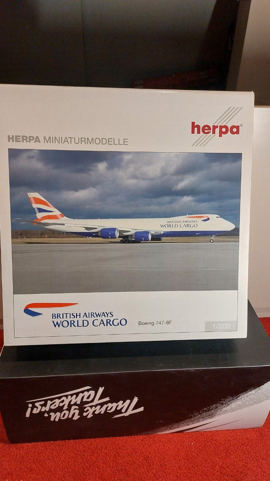 Herpa Boeing 747-8F British airways world cargo, Ophalen of Verzenden, Zo goed als nieuw, Schaalmodel