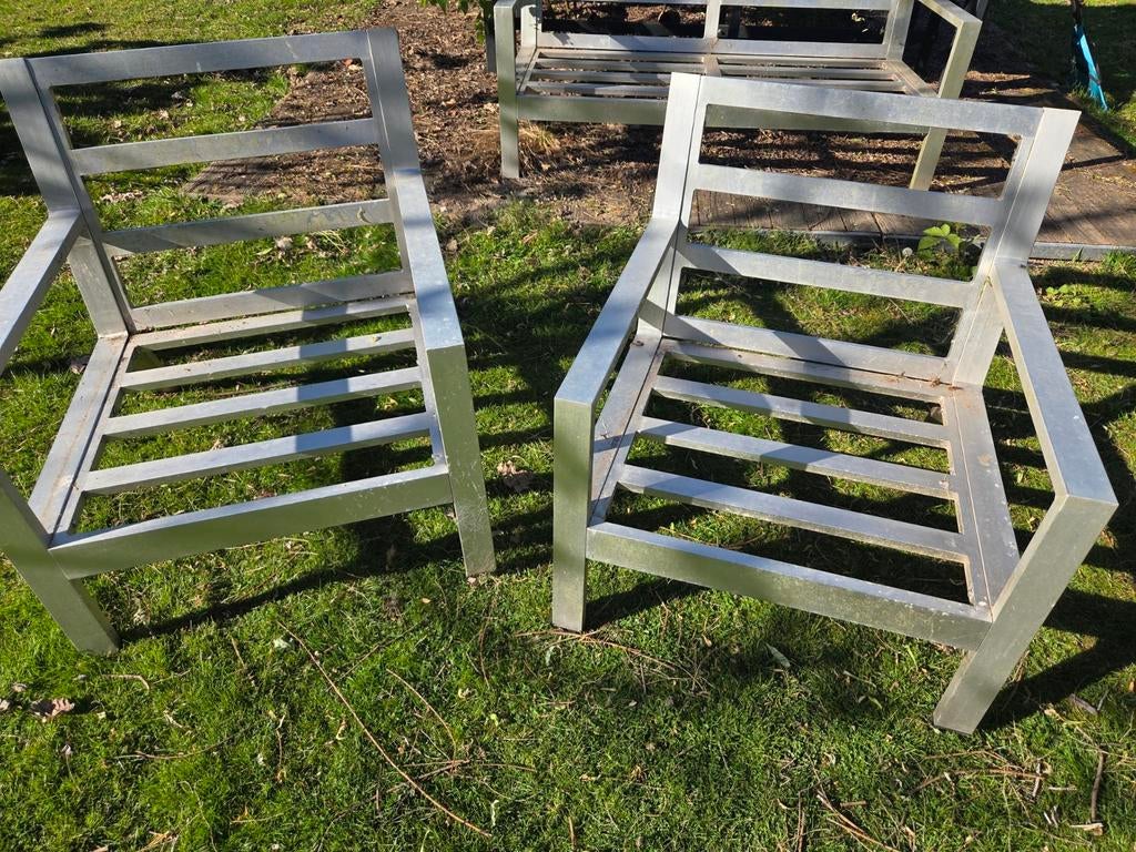 Aluminium tuinstoelen en tuinbank, Tuin en Terras, Tuinstoelen, Ophalen, Zo goed als nieuw, Aluminium