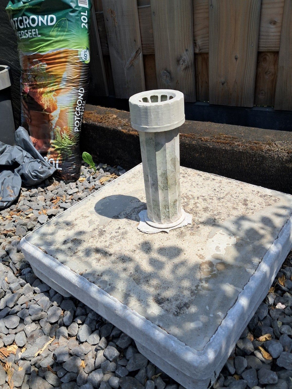 Parasolvoet beton binnenmt. 4,8 cm., Tuin en Terras, Parasols, Ophalen of Verzenden, Gebruikt, Minder dan 1 meter, Parasolvoet