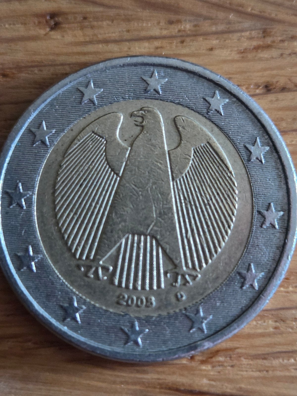 Zeldzame 2 euromunt 2008 "D" Duitsland. Fout bij het slaan., Postzegels en Munten, Munten | Europa | Euromunten, Ophalen of Verzenden