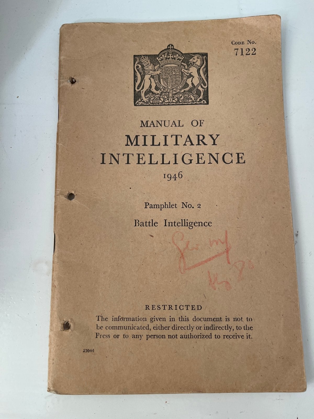 Manual of Military Intelligence 1946 - Battle Intelligence, Ophalen of Verzenden, 1945 tot heden, Gelezen, Algemeen