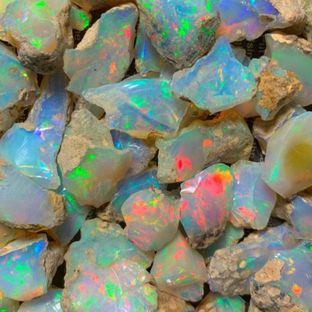 Natuurlijke ruwe Ethiopische Opaal collectie - edelstenen, Ophalen of Verzenden, Mineraal