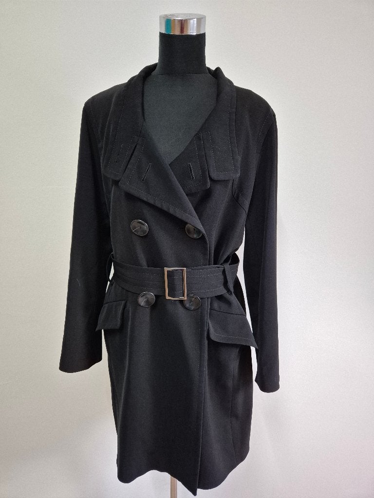 Jas64 - Zwarte Gerard Darel trenchcoat mt 46 valt als mt 42, Ophalen of Verzenden, Zo goed als nieuw, Maat 42/44 (L), Zwart