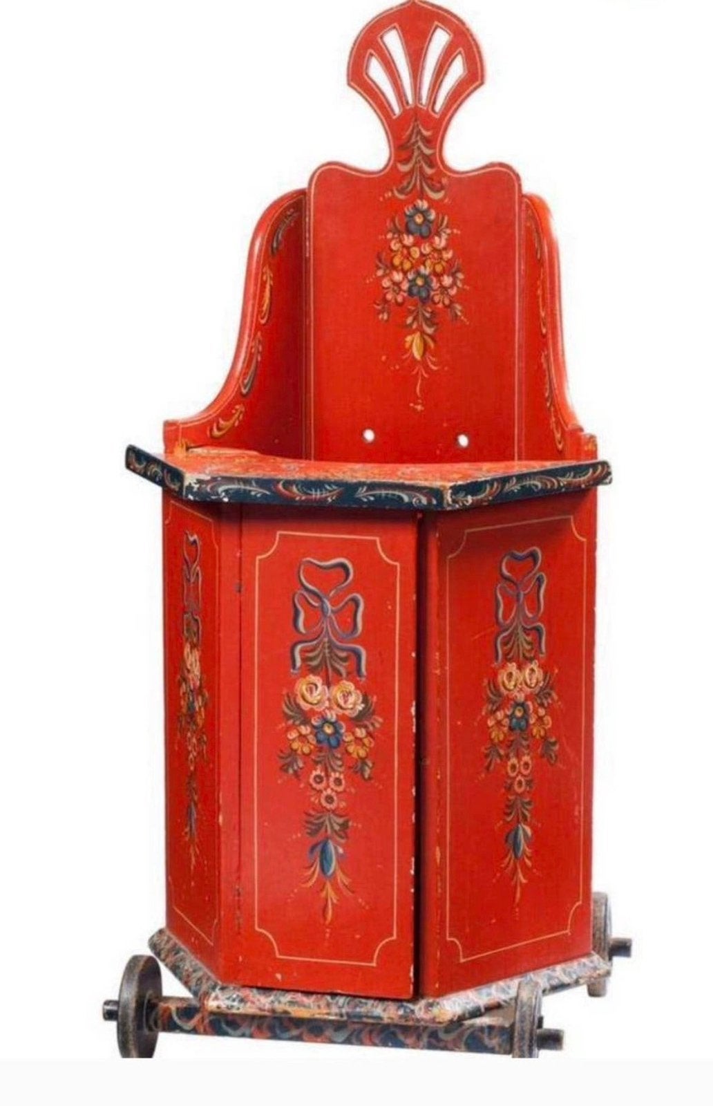 Vintage antieke houten Hindeloopen kinderstoel.502, Gebruikt, Overige kleuren, Eén, Hout