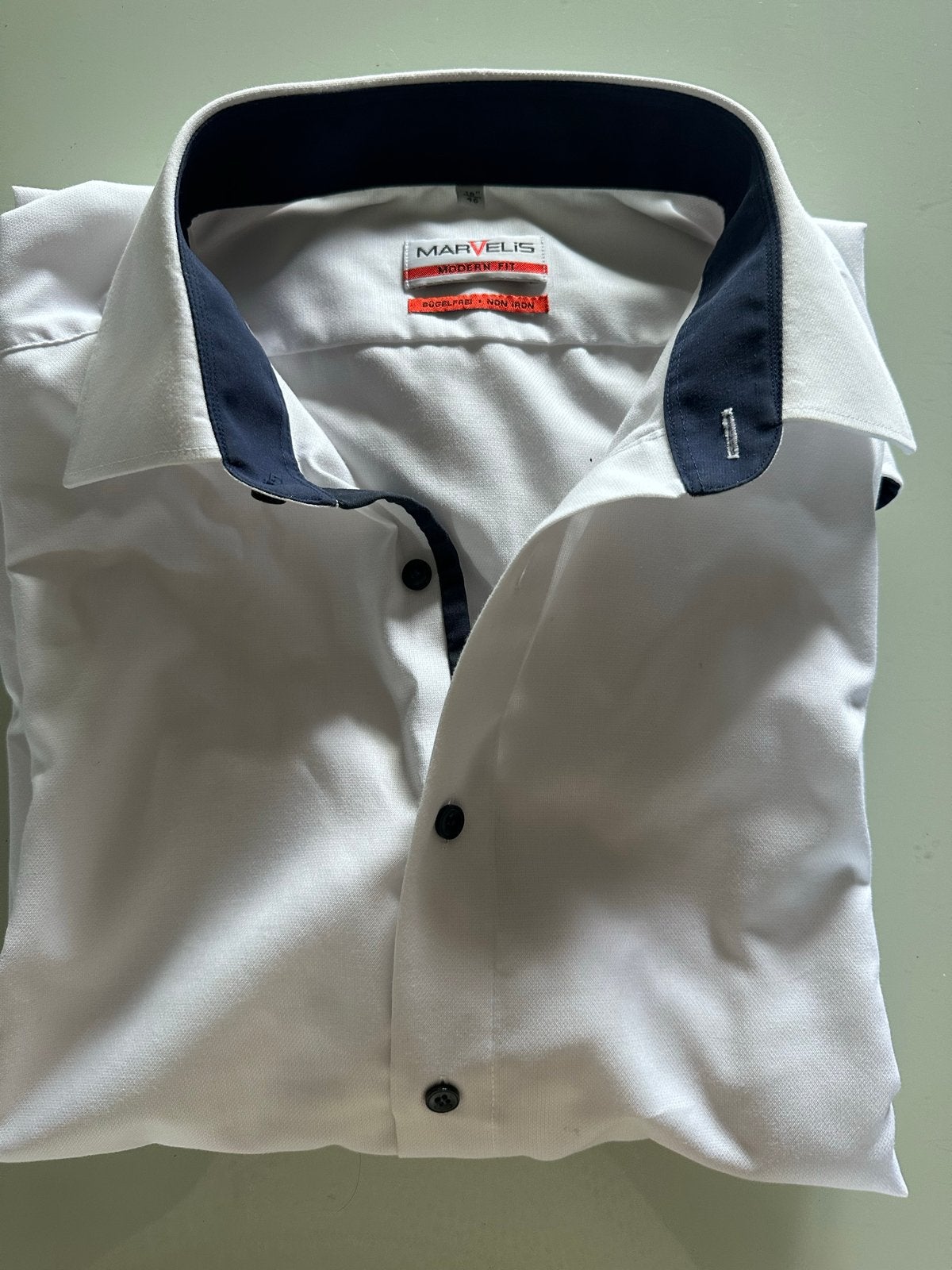 Marvelis Modern Fit Overhemd Wit - Halswijdte 46, Kleding | Heren, Overhemden, Ophalen of Verzenden, Zo goed als nieuw, Wit, Overige halswijdtes